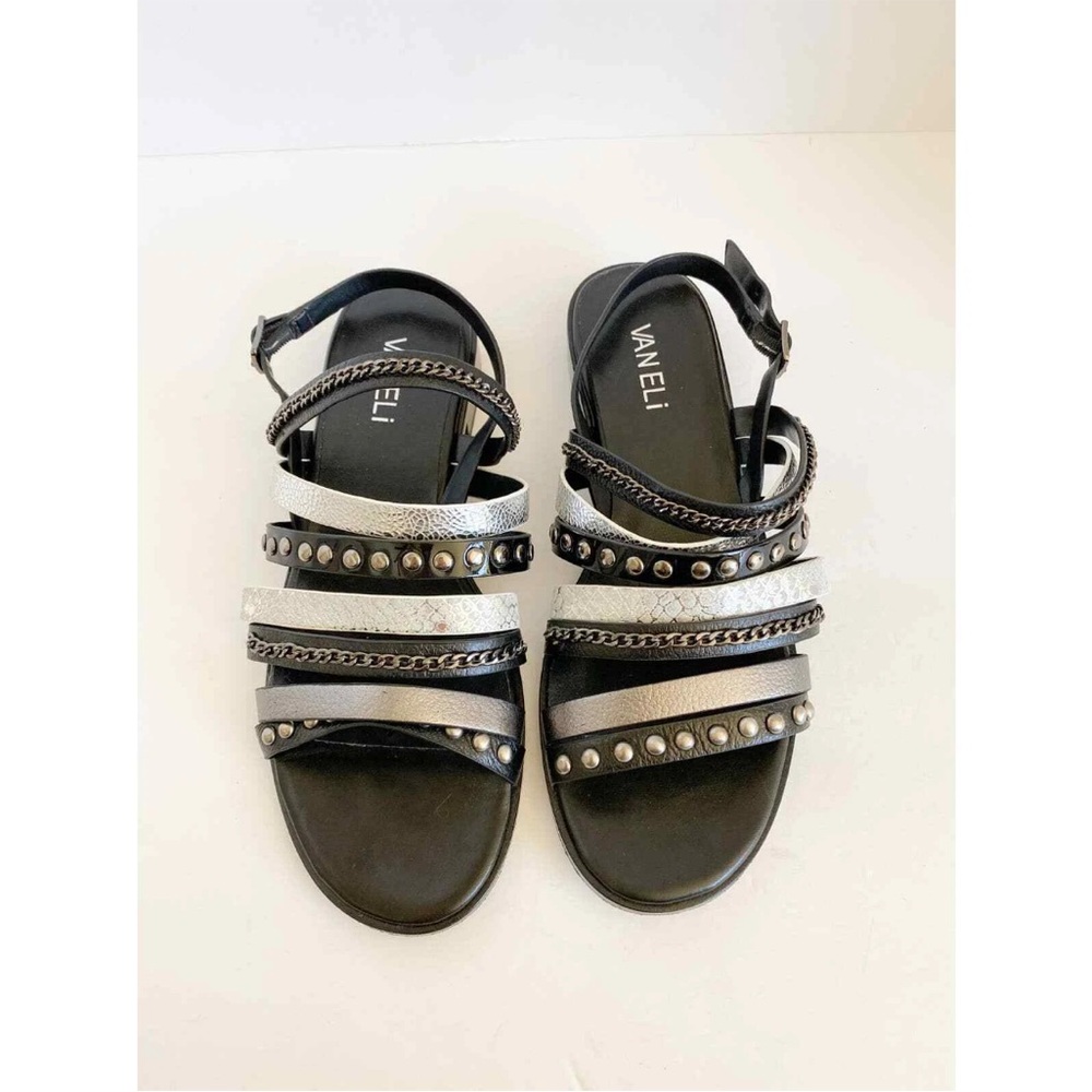 Vaneli Black & Silver Studded Strappy Sandals – Size‎ 9.5